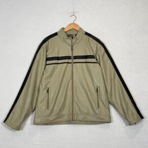 Point Zero Tan Faux Leather Cafe Racer Jacket Size Medium